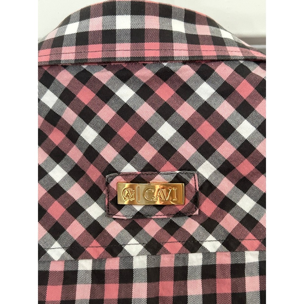 Cavi Mens 3XL Gingham Button Down Shirt Plaid Military Epaulettes Preppy Gingham - Picture 6 of 12